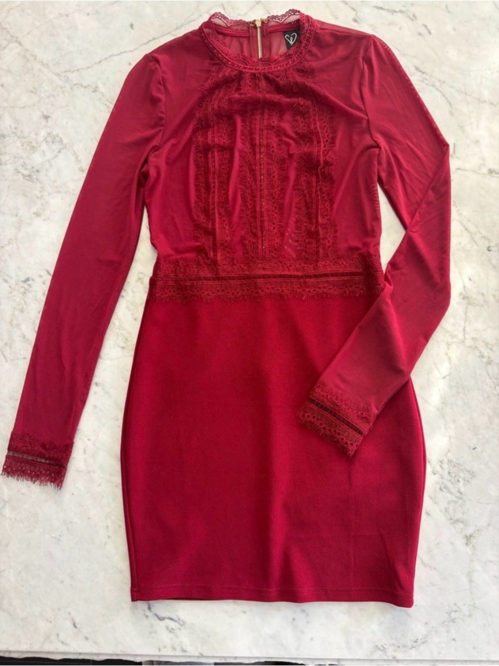 Windsor Long Sleeve Lace-Trim Bodycon Dress